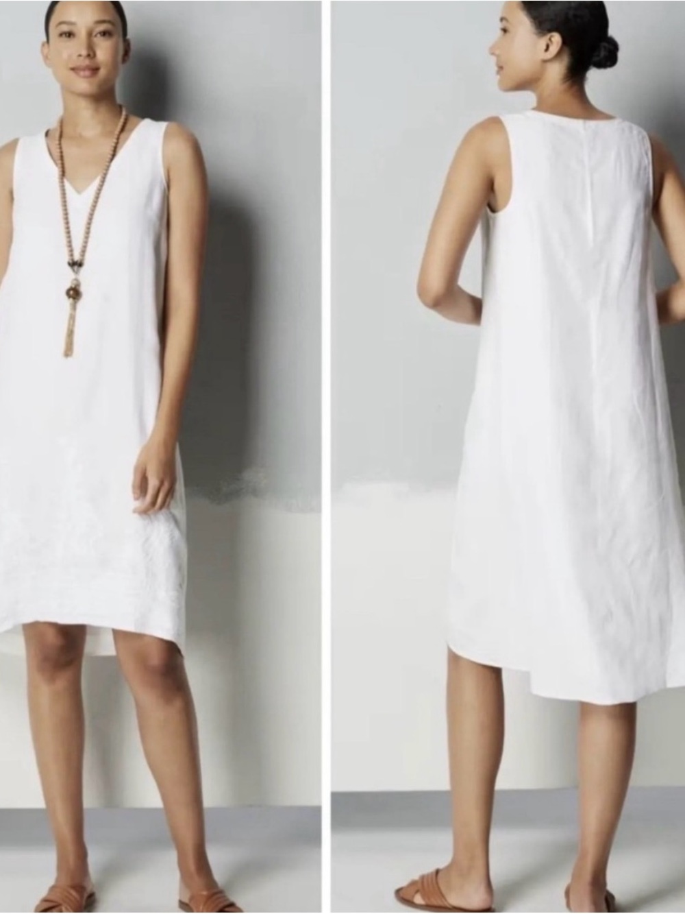 Pure J.Jill Elements Linen White Elliptical High Low Sleeveless Dress NWT Sm